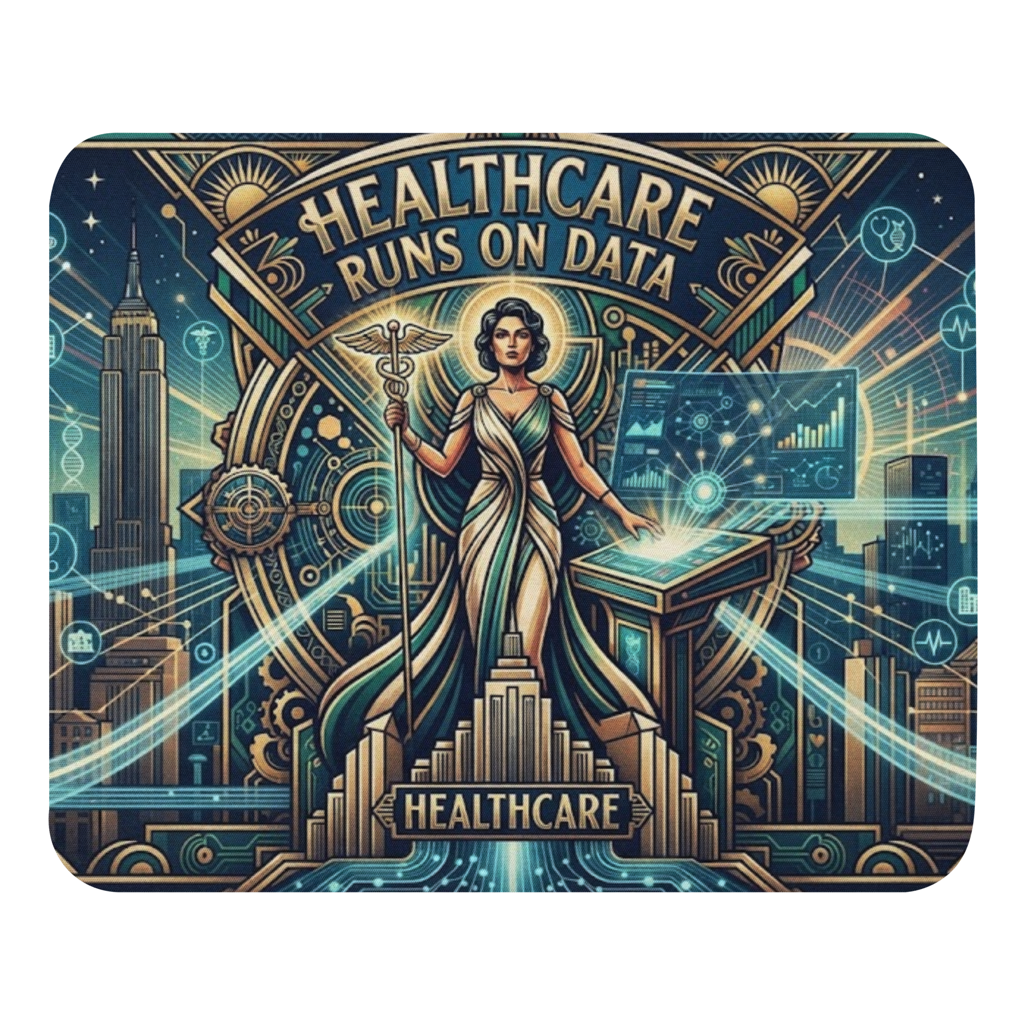 Mouse pad: "Healthcare Runs On Data"