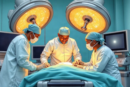 Surgical team using an AI co-pilot in the operating room