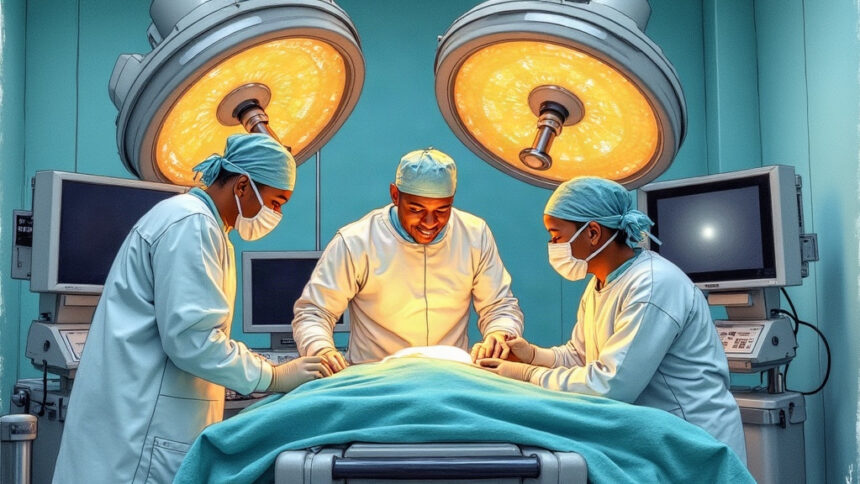 Surgical team using an AI co-pilot in the operating room