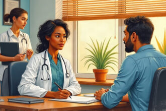 Physician consulting a patient at an independent practice