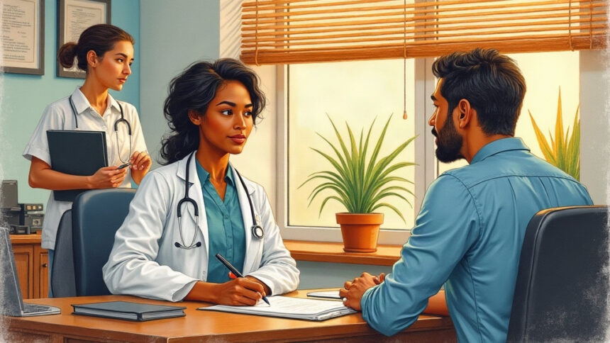 Physician consulting a patient at an independent practice
